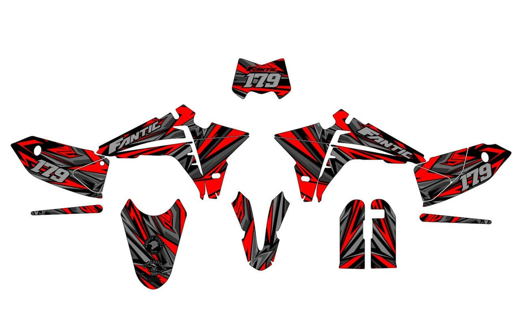 Kit grafiche Fantic 179 rosso grigio nero personalizzabile