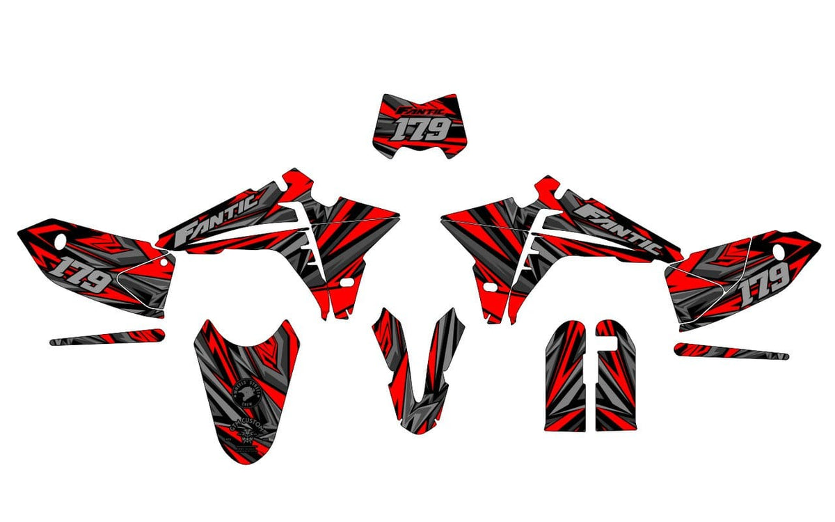 Kit grafiche Fantic 179 rosso grigio nero personalizzabile